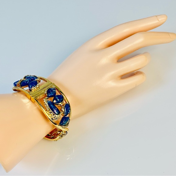 Kara Ross Blue Resin and Clear Crystal Bangle Bracelet - Picture 11 of 12